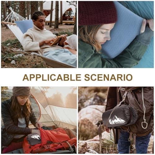 Ivellow Memory Foam Travel Pillow Compressible Camping Pillow for Sleeping Shredded Memory Foam Pillow Compact Firm Supportive Travel Pillow for Adults Kids Outdoor Hiking Essential Gear Blue-M 6