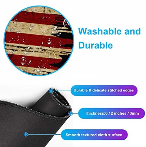 Large Extended Gaming Mouse Pad with Stitched Edges, Non-Slip Waterproof Rubber Base Mouse Pad for Office, Computer, Keyboard, Laptop and Home Desk Pad 35.4 x 15.7 x 0.12 Inch (American Antique Flag) 6