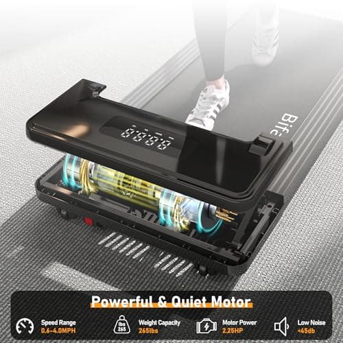Bifanuo Walking Pad - Under Desk Treadmill for Home/Office, Portable with Remote Control LED Display - Ideal for Fitness Enthusiasts (TM008 Deep Black) 5