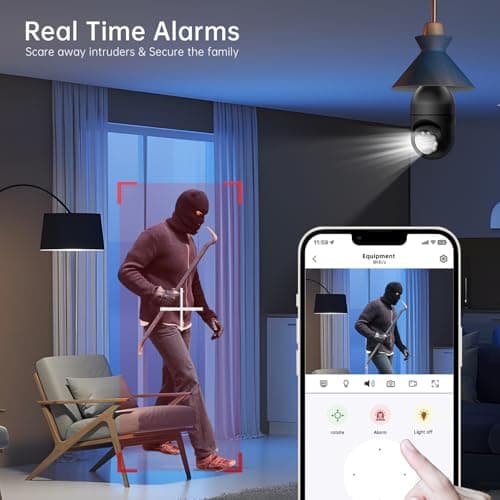 WESECUU Light Bulb Security Camera -5G& 2.4GHz WiFi 2K Security Cameras Wireless Outdoor Motion Detection and Alarm,Two-Way Talk,Color Night Vision,Human Detection, Bulb Camera Compatible with Alexa 6