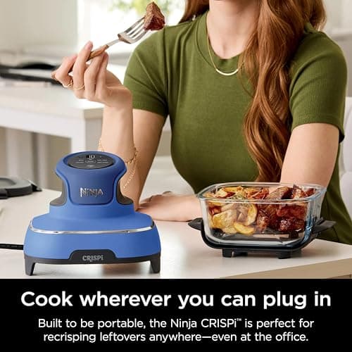 Ninja Crispi 5-in-1 Portable Glass Air Fryer Cooking System, 1500W, 6-Cup, 4-Quart & 2.5-Quart TempWare Containers With Lids, Microwave, Freezer & Dishwasher Safe, Blue, FN103CO 10