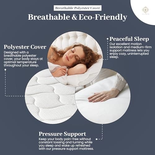 Aylas Furniture 3/4 Full Mattress - 8 Inch Hybrid Full Size Mattress High Density & Comfort Cold Foam with Continuous Coil Bonnell Springs - Eco-Friendly, Breathable Medium Firm - 48" x 75" 5