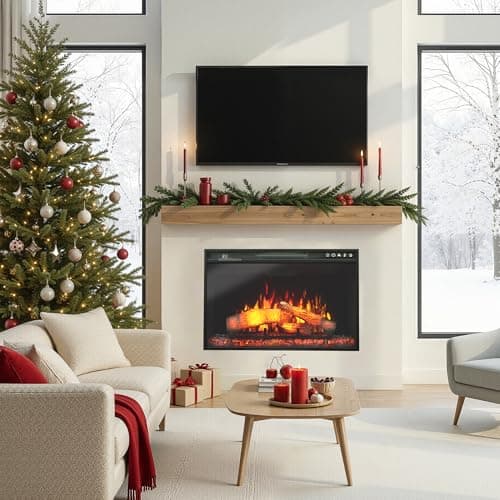 Oxhark Flame 26 Inches Electric Fireplace Inserts, 1500W Wall Recessed with Remote Control, Timer, 6 Brightness and 5 Speeds, Overheating Protection, Fireplace Heater for Indoor Use 8