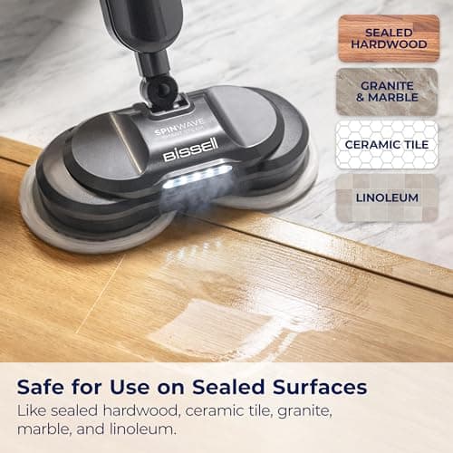 BISSELL Spinwave SmartSteam All-in-One Scrubbing and Sanitizing Electric Hard Floor Mop w/LED Headlights & Swivel Steering 3897A 6