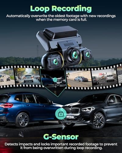 LAMTTO 4 Channel Dash Cam 360 View, 1080P Front and Rear Inside Left Right, Dash Camera for Cars with Hardwire Kit for 24h Security Parking Monitor, IR Night Vision Dashcam,128GB Card Included 5