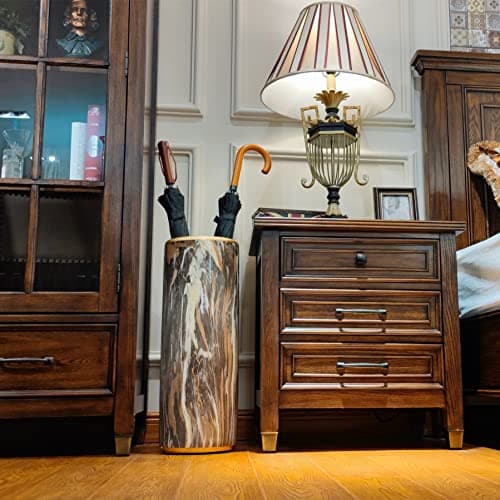 HOZUSO Marble Pattern Umbrella Stand Umbrella Contemporary Bucket Umbrella Rack Barrel Floor Vase Modern Style for Storing Canes Walking Sticks for Entryway Porch Indoor 24‘’High 7