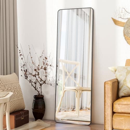 BEAUTYPEAK 59"x16" Mirror Full Length, Standing or Leaning Rounded Corner Full Body Floor Mirror with Metal Framed,Suitable for Living Room or Bathroom,Black 7