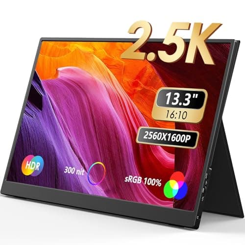 MNN 2.5K Portable Monitor 13.3" 2560x1600P UHD USB-C HDMI Laptop Monitor, 100% sRGB IPS Computer Gaming Display HDR Travel Monitor w/Speakers & Smart Cover for Laptop Xbox PS5 Switch PC Phone