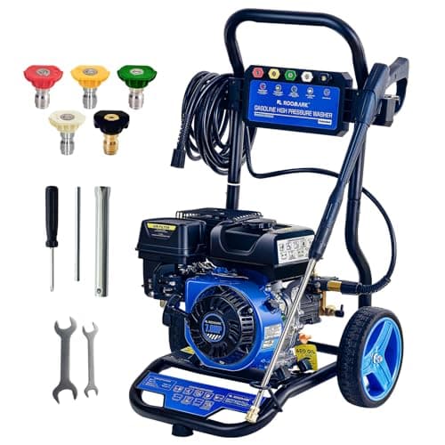 ROOMARK 3600PSI Gas Pressure Washer, 2.6GPM Gas Power Washer 210 CC Gas Powered Washing Machine Commercial High Pressure Washer with 26ft Hose & 5 Nozzles for Patio, Yard, Vehicle, EPA Compliant