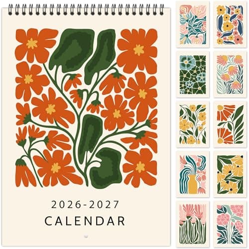 2026 Wall Calendar Art Floral, Aesthetic 18 Months Wall Calendar from January 2026 - June 2027, Unique Modern Hanging Monthly Calendar for Home Office Decor, 8.2" x 23" Open