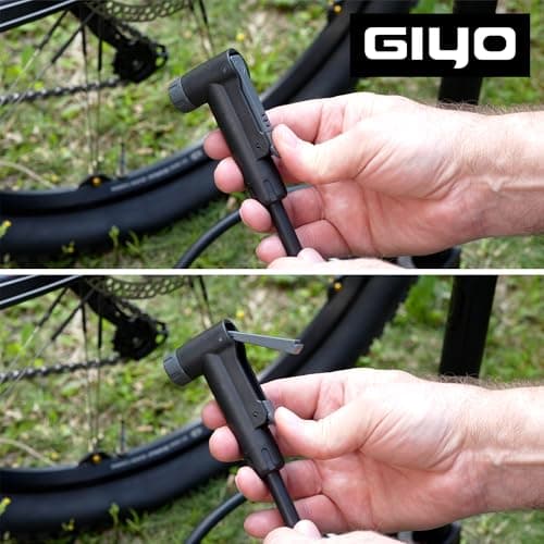 GIYO Bike Floor Pump - 3" Dual Scale Gauge - Road & MTB | One Handed Operation -Clever Valve for Presta & Schrader | Max 160PSI Steel Barrel (GF27) 7
