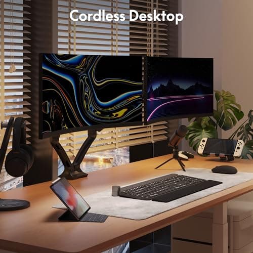 FlexiSpot Dual Monitor Stand for Desk Adjustable Spring Monitor Arm Desk Mount Hold up to 3.3 to 11lbs Vesa Dual Monitor Mount with C Clamp for 10 to 27 Inch Computer Screens 5