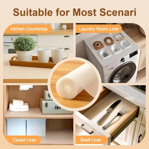 FEXIA Shelf Liners for Kitchen Cabinets Drawer Non Adhesive Non-Slip Liner 12 Inches x 20 FT Waterproof & Oil-Proof Durable Material Fridge Liner for Shelves 7