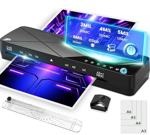 Laminator Machine A3 Laminating Machine - 3-6 Mil Thermal Laminator 13 Inches with Laminating Sheets, 5-in-1 Lamination Machine with 6 Laminating Modes and Auto-Off for Home Office School