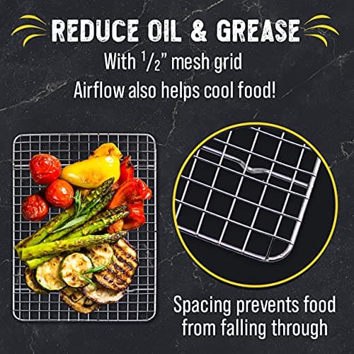 Checkered Chef Cooling Rack for Cooking and Baking - 11 ¾" x 17 Set of 2 Stainless Steel, Oven Safe Grid Wire Cookie Cooling Racks 7