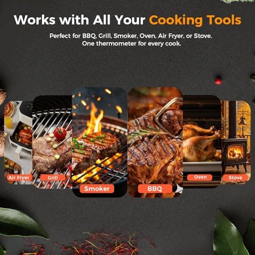 Smart Wireless Meat Thermometer,Digital Cooking Thermometer with Dual High-Accuracy Sensors,Ceramic Heat-Resistant Probe, Instant Read LCD & App Control for Kitchen,BBQ,Oven,Grill,Air Fryer 7