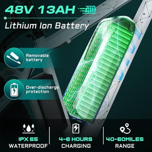 Vivi F26FUL Electric Bike Peak 1000W 26" x 4.0 Fat Tire Electric Bike with 48V 13Ah Removable Battery, 7Speed, Top 26Mph, Cruise Control, Up to 60 Miles, SGS Certified to UL2849 5