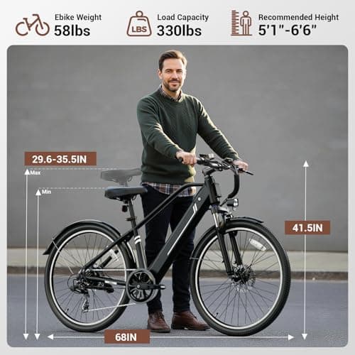 1000W Peak Electric Bike for Adults, E Bike Up to 40+ Miles, Commuter Ebike 25MPH Top Speed, 360Wh Removable Battery, 26" Ebike with 7-Speed & Front Suspension, Electric Mountain Bike for Outdoor 7
