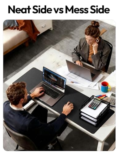 YSAGi Leather Office Desk Pad Protector, Large Mouse Pad, Non-Slip, PU Leather, Laptop Desk Blotter, Waterproof Writing Pad for Office and Home, Black, 23.6" x 13.8" 6