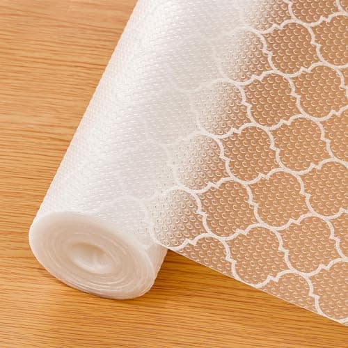 Cooyes Shelf Liner for Kitchen Cabinets – Non-Adhesive Waterproof Drawer Liner – Durable EVA Material Easy-to-Cut Shelf Paper for Refrigerator, Cupboard, Dresser with Modern Pattern