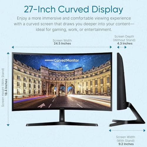 Samsung S36GD 27" Curved Monitor – LCD FHD, 16:9, 1920x1080, HDMI, VGA, VESA, Eye Saver & Flicker-Free Tech – Boomph's Comprehensive Ultimate Performance Cloth Solution for Your Workspace 5
