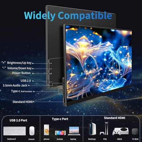 DAMRAPT 16" OLED Portable Monitor 4K 16:10, 3840x2400p, 100% Adobe RGB, 10-Bit, 400+ Nits, 100000:1 Contrast,Ultra-Slim Travel Monitor with Seelve Case, External for Laptop, Mac, PC, Game Consoles 6