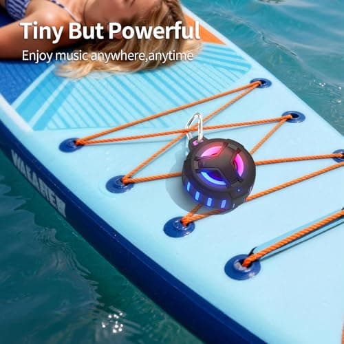 EBODA Bluetooth Shower Speaker, Portable Bluetooth Speakers, IP67 Waterproof Wireless Speaker with LED Light, Floating, 2000mAh, True Wireless Stereo for Kayak, Beach, Gifts for unisex -Black 8