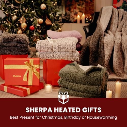 blunique Heated Blanket Electric Blanket Throw - Fast Heating Blanket Throw Double Sided Sherpa Ultra Soft Cozy with 10 Heating Levels & 2-10 Hours Auto Off, Mashine Washable, 50 x 60 Inches, Grey 9