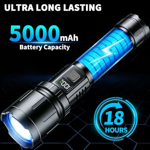 KNIBO Rechargeable Flashlight 99000 High Lumens, LED Super Bright Flash Light, Tactical Flashlights with LCD Power Display, 6 Modes, Waterproof, Brightest Flashlight for Emergencies Camping 6