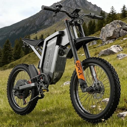 EKXBIKE 6000W Electric Dirt Bike for Teen X21 Max Electric Motorcycle for Adults with 1800wh Battery, 45MPH/60Miles Range Mountain Bicycle, 19" x2" Tire Full Suspension Full Hydraulic Brake