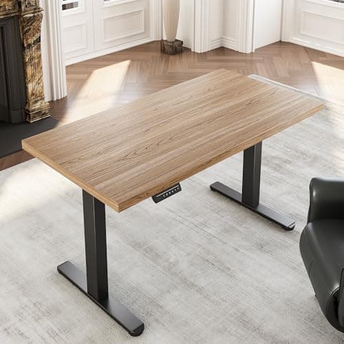 Perledesign Whole-Piece Electric Standing Desk, 48 x 24 Inches Adjustable Height Sit Stand up Desk, 1.18" Thickness Desktop, 4 Memory Height Settings, Natural Oak