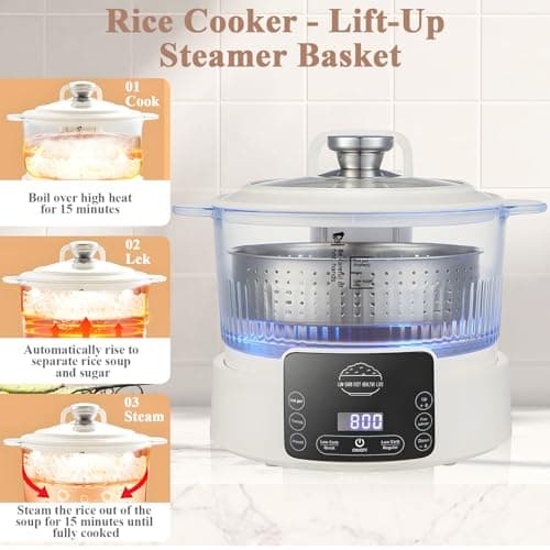 Low Carb Rice Cooker,3L Multifunction Smart Rice Cooker - 4H Keep Warm,Digital Display,Timer & Reservation Function,Suitable for Cooking,Simmering,Stewing,and Steaming 9