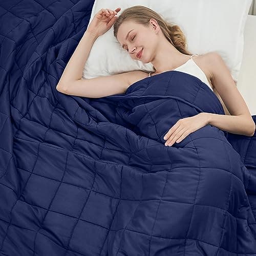 Navy Blue Weighted Blanket for Adults 12lbs, 48"x72", Twin Full Size Cooling Heavy Throw Blanket for 110-130lbs, Microfiber Soft Thick Big Blankets Weighted Comforter Gift for Sleeping