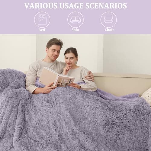 COZYTY Electric Blanket Full Size, Super Cozy Luxury Faux Fur & Extra Thick Sherpa Heated Blanket with 6 Heating Levels & 1-10 Hours Auto Off, Fast Heating, ETL & FCC Certification, 72" x 84", Purple 5