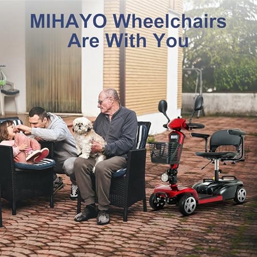 MIHAYO 4 Wheel Mobility Scooter for Seniors&Adults- 24 Miles Range, Foldable Powered Electric Wheelchair Device w/Dual 288WH Batteries, 112 L Basket, 280 lb Capacity, Compact, Blue 9