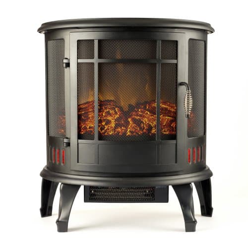 e-Flame USA Regal Freestanding Electric Fireplace Stove - 3-D Log and Fire Effect (Black) 6