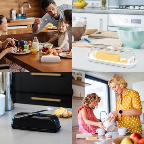 Butter Hub Plastic Butter Dish with Lid and Knife for Countertop - Covered Dish Keeper with Magnetic Knife Holder, Easy Scoop, No Mess Lid Container, Dishwasher Safe, BPA-Free - Clear, US Regular 6