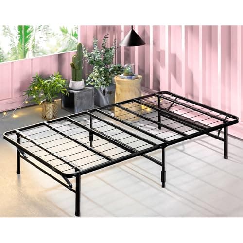 Zinus SmartBase Tool-Free Assembly Mattress Foundation, 14 Inch Metal Platform Bed Frame, No Box Spring Needed, Sturdy Steel Frame, Underbed Storage, Black, Twin
