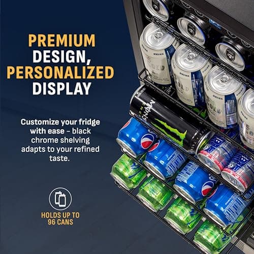 NewAir 96 Can Built-In Beverage Refrigerator | 15” Small Mini Fridge for Bedroom, Home Bar or Office | Quiet Cooling & Precise Temperature Control | Stainless Steel 7