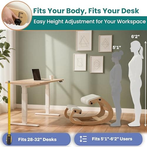 NYPOT Ergonomic Kneeling Chair with Adjustable Seats - Knee Chair for Posture Correction & Kneel Rocking Stool for Desk - Back Pain Relief for Home and Office, Supports 250 pounds - 5 Years Warranty 5