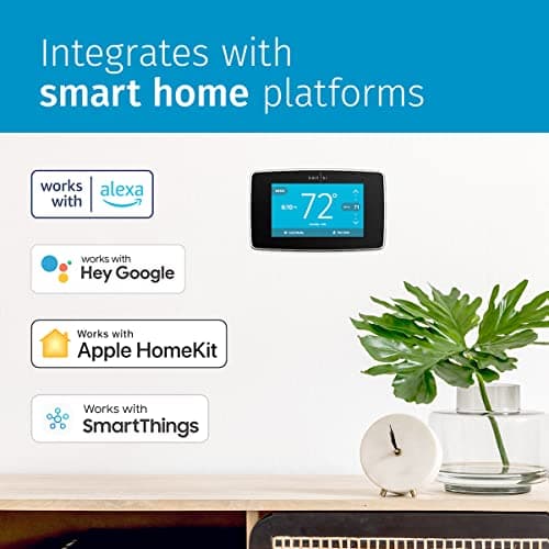 Emerson Sensi Touch Wi-Fi Smart Thermostat with Touchscreen Color Display, Works with Alexa, Energy Star Certified, C-wire Required, ST75 Black 5.625" x 3.4" x 1.17" 7