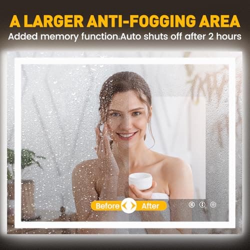 YOLEO 24x32 LED Bathroom Mirror, 32X24 Led Mirror for Bathroom with Front and Backlit, Lighted Bathroom Vanity Mirror for Wall, Anti-Fog, Dimmable, Memory Function, 3 Colors, Horizontal/Vertical 8