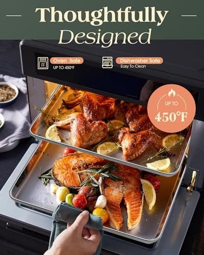 Baking Sheet Set of 2, Commercial Grade Stainless Steel Cookie Sheets for Baking, 18 x 13 Inch Thicker Large Baking Pans Oven Tray, Warp Resistant Nonstick Half Sheet Pan, Nontoxic & Heavy Duty 6