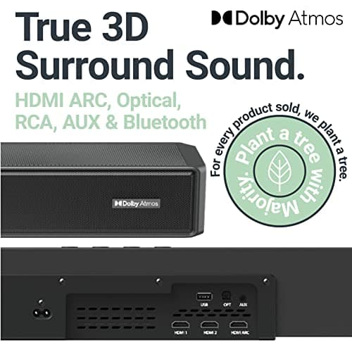 Majority Sierra 2.1.2 Dolby Atmos Soundbar with Wireless Subwoofer I 400W Powerful Sound Bar for TV | Home Theatre 3D Audio with Up-Firing Atmos Speakers | HDMI ARC, Bluetooth, USB & AUX 7