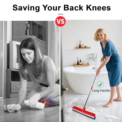 16.5 Inches Push Broom- Heavy Duty Outdoor Broom with 51" Long Handle for Patio, Bathroom, Garage, Tile, Deck, Pet Hair, Concrete Floors Cleaning 5