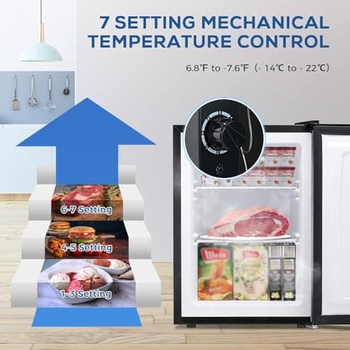 Kismile 2.1 Cu.ft Compact Upright Freezer with Reversible Single Door,Removable Shelves Mini Freezer with Adjustable Thermostat for Home/Kitchen/Office (2.1 Cu.ft, Black) 4