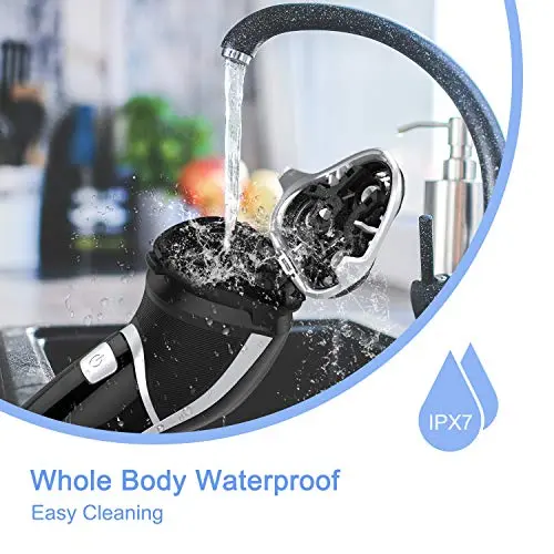 Men's Electric Shaver - MAX-T Corded and Cordless Rechargeable 3D Rotary Shaver Razor for Men with Pop-up Sideburn Trimmer Wet and Dry, IPX7 Waterproof, Plug & Play 6