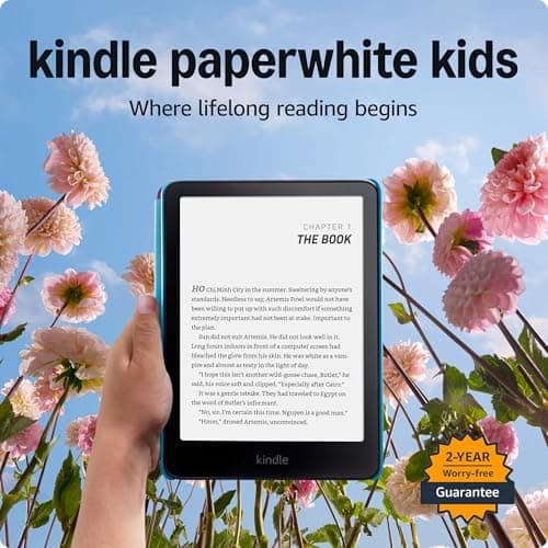 Amazon Kindle Paperwhite Kids 16GB (newest model) – larger 7" glare-free display – Kids read an average of 1+ hour per day with Kindle – Cyber City 7