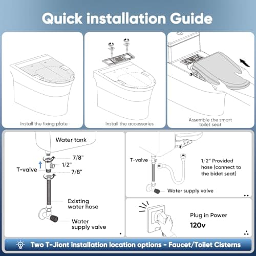 Electric Bidet Toilet Seat with Adjustable Heated Seat and Instant Warm Water, Elongated Bidet Attachment for Toilet with Wireless Remote Air Dryer, Feminine & Front Rear Wash, Self-Clean Nozzle 6