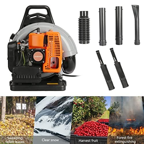 63CC 3HP 2 Stroke Backpack Gas Powered Leaf Blower, Grass Lawn Blower Air Cooling Gasoline Backpack Grass Blower with Air-Cooled, Snow Blower for Outdoor - 665CFM 9